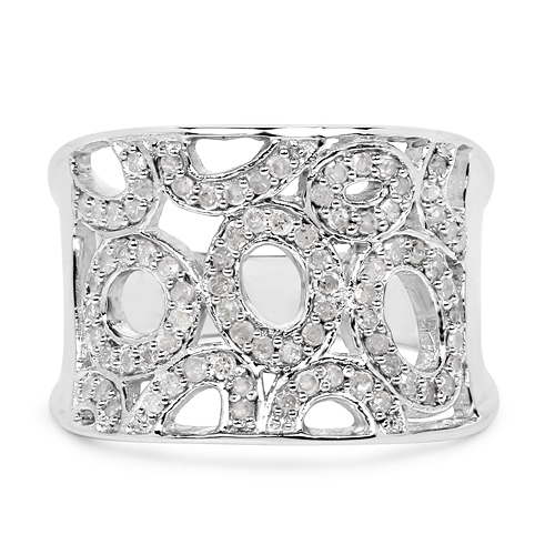 0.50 Carat Genuine White Diamond .925 Sterling Silver Ring