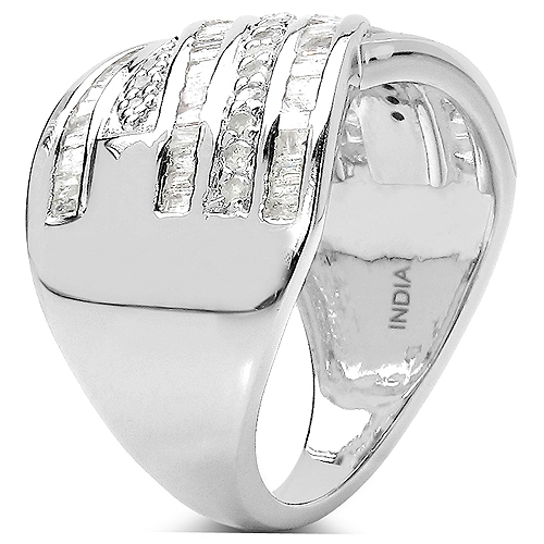 1.02 Carat Genuine White Diamond .925 Sterling Silver Ring