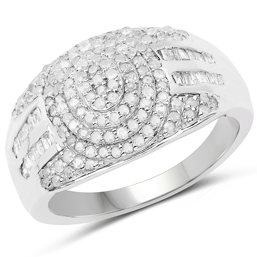 Diamond-1.15 Carat Genuine White Diamond .925 Sterling Silver Ring