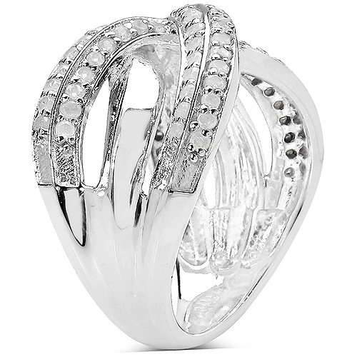 0.55 Carat Genuine White Diamond .925 Sterling Silver Ring