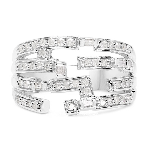 0.60 Carat Genuine White Diamond .925 Sterling Silver Ring