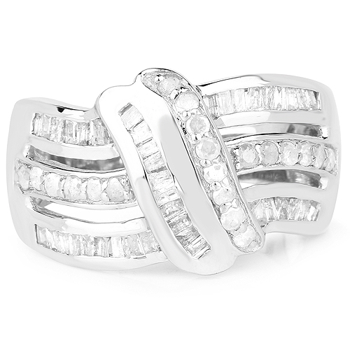 0.66 Carat Genuine White Diamond .925 Sterling Silver Ring