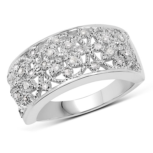 Diamond-0.23 Carat Genuine White Diamond .925 Sterling Silver Ring