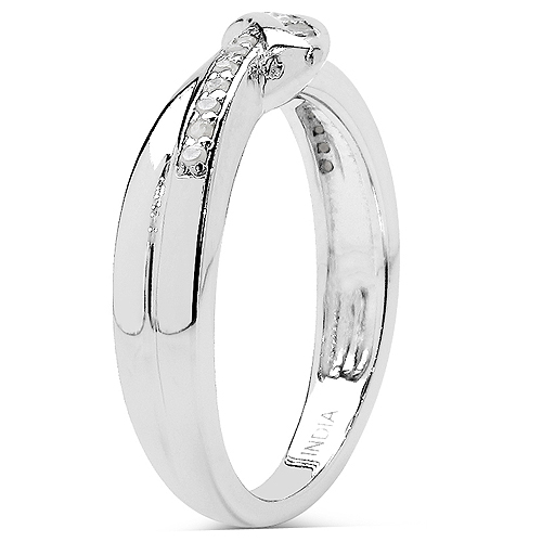0.14 Carat Genuine White Diamond .925 Sterling Silver Ring