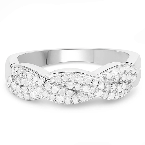 0.34 Carat Genuine White Diamond .925 Sterling Silver Ring