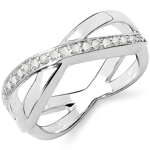 Diamond-0.21 Carat Genuine White Diamond .925 Sterling Silver Ring