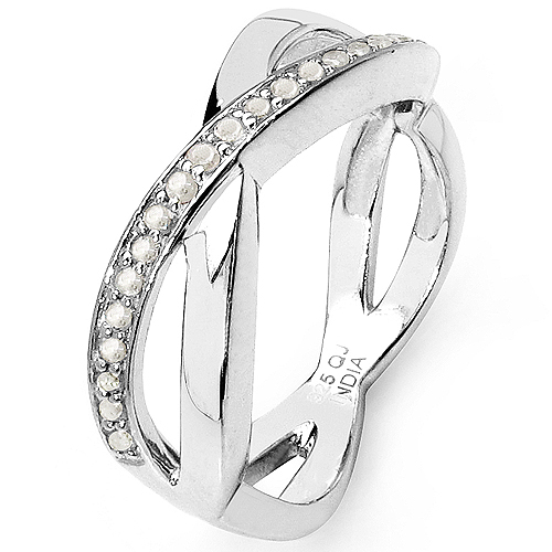 0.21 Carat Genuine White Diamond .925 Sterling Silver Ring