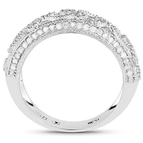 0.39 Carat Genuine White Diamond .925 Sterling Silver Ring