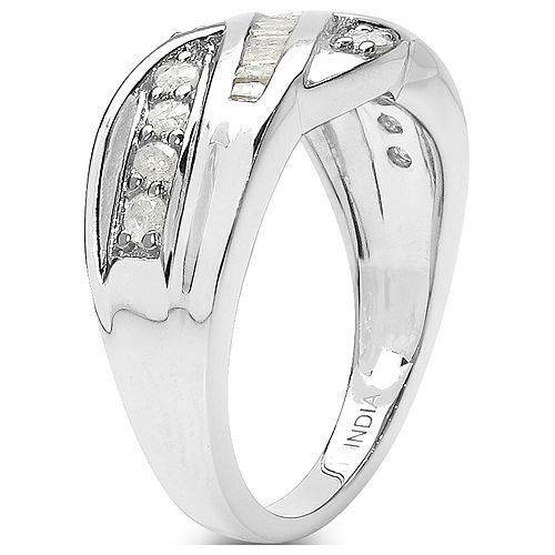 0.66 Carat Genuine White Diamond .925 Sterling Silver Ring