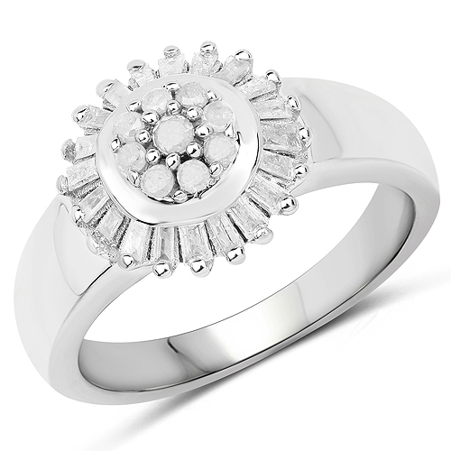 Diamond-0.75 Carat Genuine White Diamond .925 Sterling Silver Ring