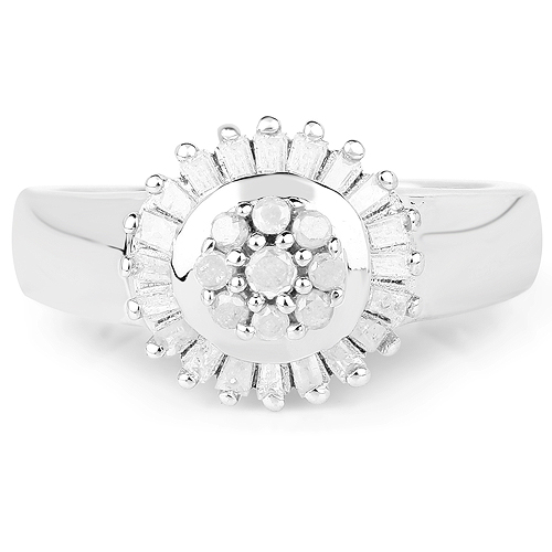 0.75 Carat Genuine White Diamond .925 Sterling Silver Ring