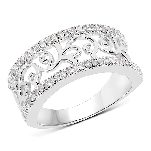Diamond-0.30 Carat Genuine White Diamond .925 Sterling Silver Ring