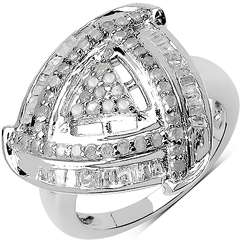 Diamond-1.23 Carat Genuine White Diamond .925 Sterling Silver Ring