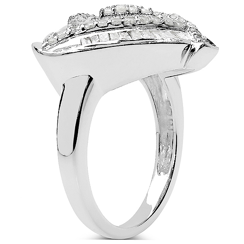 1.23 Carat Genuine White Diamond .925 Sterling Silver Ring