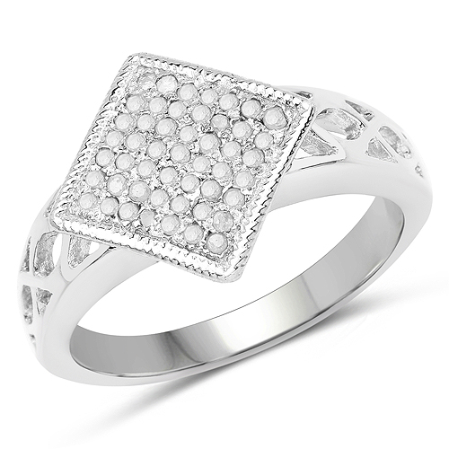 Diamond-0.25 Carat Genuine White Diamond .925 Sterling Silver Ring