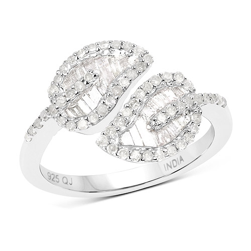 Diamond-0.78 Carat Genuine White Diamond .925 Sterling Silver Ring