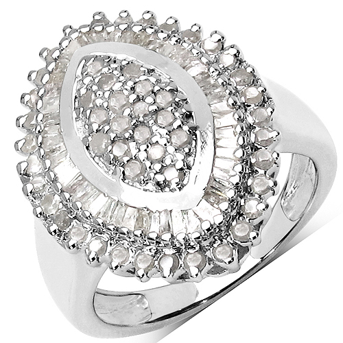 Diamond-1.31 Carat Genuine White Diamond .925 Sterling Silver Ring