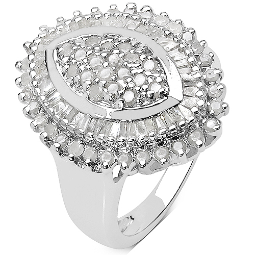 1.31 Carat Genuine White Diamond .925 Sterling Silver Ring