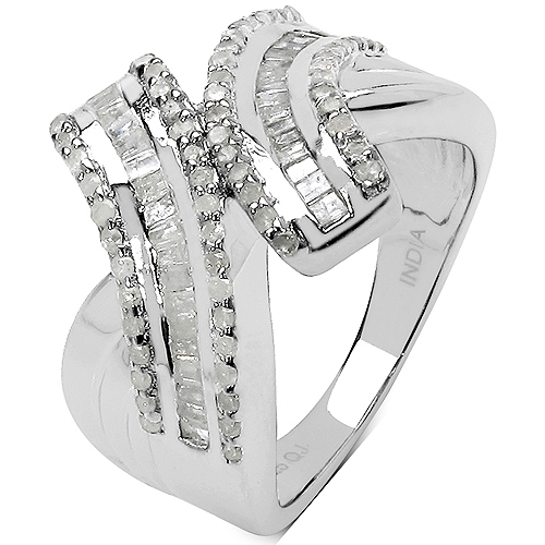 0.61 Carat Genuine White Diamond .925 Sterling Silver Ring