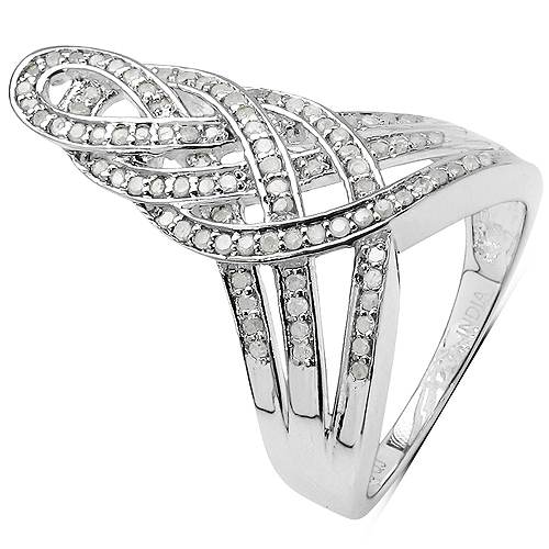 0.51 Carat Genuine White Diamond .925 Sterling Silver Ring