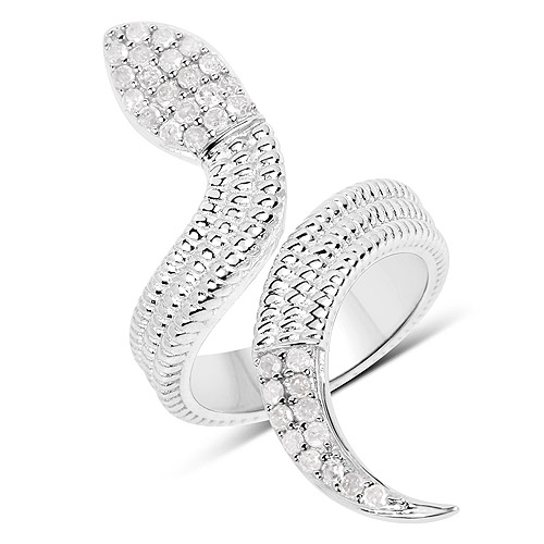 Diamond-0.48 Carat Genuine White Diamond .925 Sterling Silver Ring