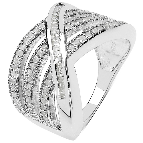 0.79 Carat Genuine White Diamond .925 Sterling Silver Ring