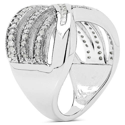 0.79 Carat Genuine White Diamond .925 Sterling Silver Ring