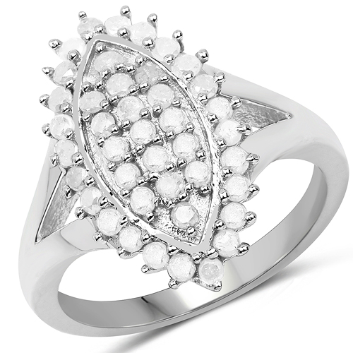 Diamond-0.62 Carat Genuine White Diamond .925 Sterling Silver Ring