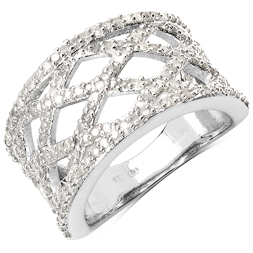 Diamond-0.92 Carat Genuine White Diamond .925 Sterling Silver Ring