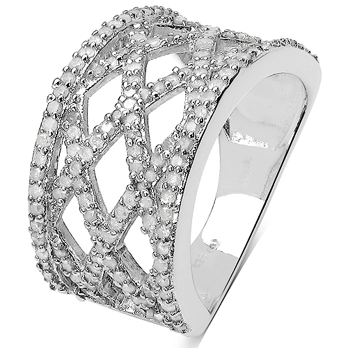 0.92 Carat Genuine White Diamond .925 Sterling Silver Ring