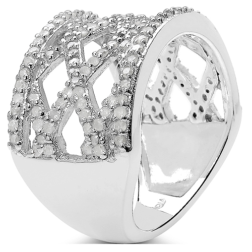 0.92 Carat Genuine White Diamond .925 Sterling Silver Ring