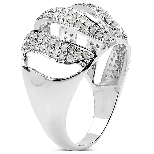 0.98 Carat Genuine White Diamond .925 Sterling Silver Ring