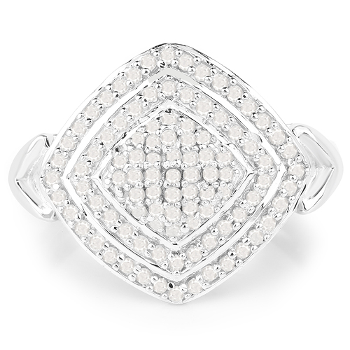 0.56 Carat Genuine White Diamond .925 Sterling Silver Ring