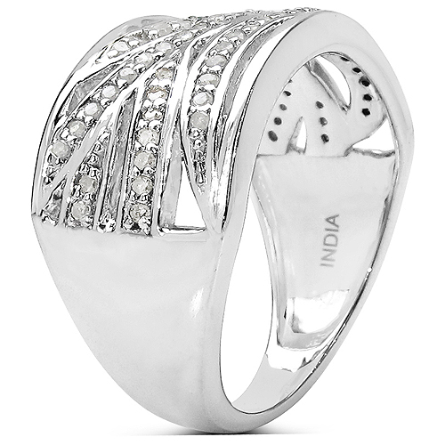 0.38 Carat Genuine White Diamond .925 Sterling Silver Ring