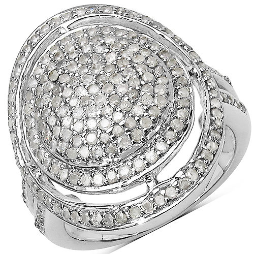 Diamond-1.13 Carat Genuine White Diamond .925 Sterling Silver Ring