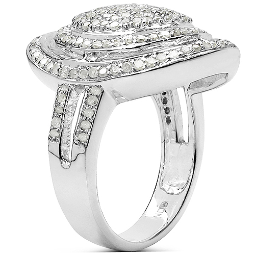 1.13 Carat Genuine White Diamond .925 Sterling Silver Ring