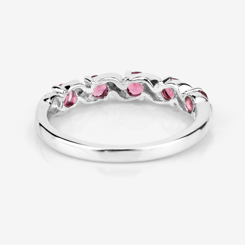 0.64 Carat Genuine Pink Tourmaline and White Topaz .925 Sterling Silver Ring