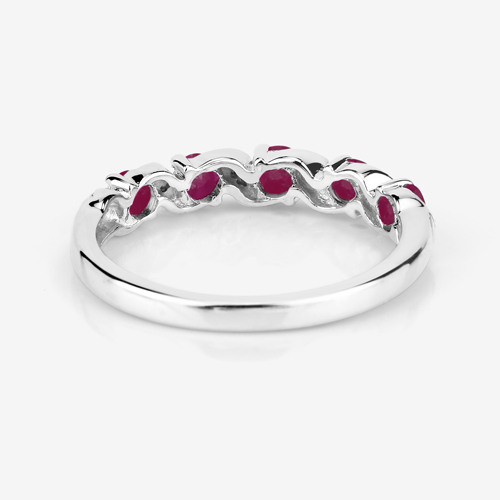 0.69 Carat Genuine Ruby and White Topaz .925 Sterling Silver Ring