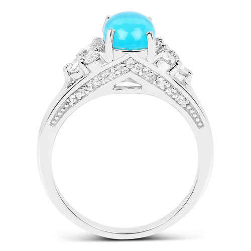 1.58 Carat Dyed Paraiba Opal and White Topaz .925 Sterling Silver Ring