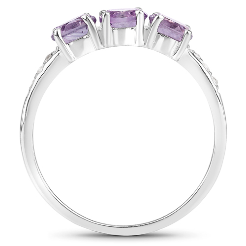 1.38 Carat Genuine Pink Amethyst and White Topaz .925 Sterling Silver Ring