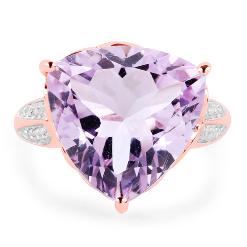 14K Rose Gold Plated 10.47 Carat Genuine Pink Amethyst And White Topaz .925 Sterling Silver Ring