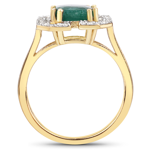 2.55 Carat Dyed Emerald and White Topaz .925 Sterling Silver Ring