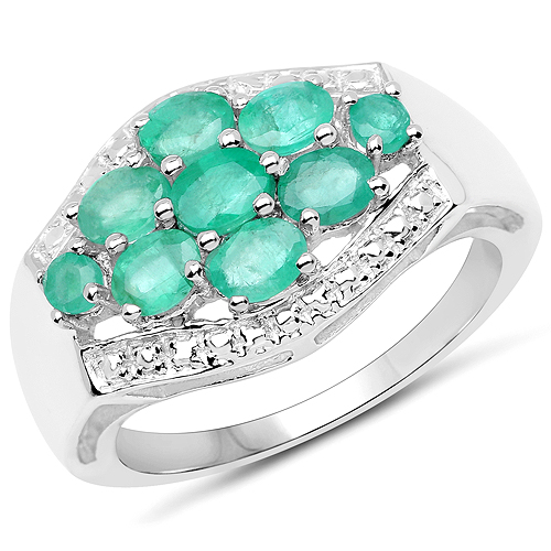 Emerald-1.19 Carat Genuine Zambian Emerald .925 Sterling Silver Ring