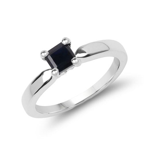 Sapphire-0.63 Carat Genuine Black Sapphire .925 Sterling Silver Ring
