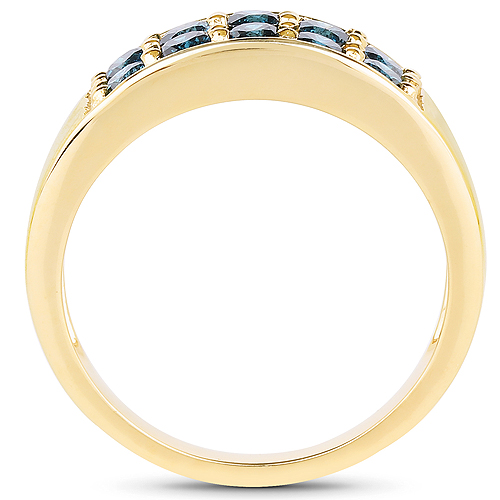 0.85 Carat Genuine Blue Diamond 10K Yellow Gold Ring
