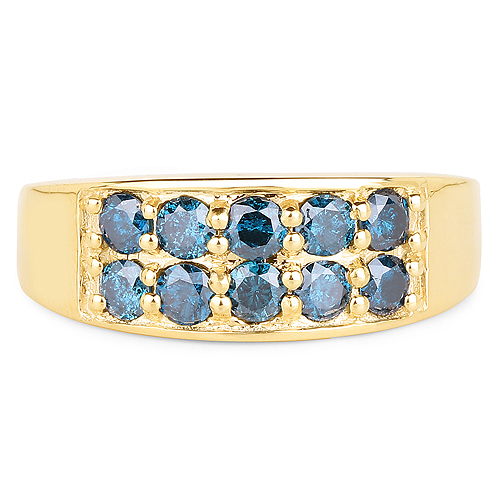 0.85 Carat Genuine Blue Diamond 10K Yellow Gold Ring