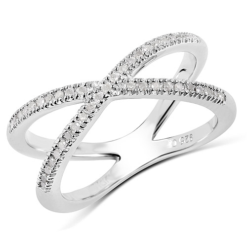 Diamond-0.14 Carat Genuine White Diamond .925 Sterling Silver Ring