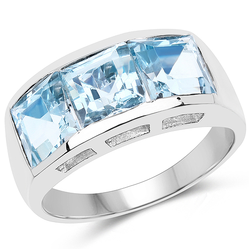 Rings-3.75 Carat Genuine Blue Topaz .925 Sterling Silver Ring