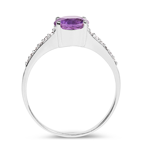 1.33 Carat Genuine Amethyst and White Topaz .925 Sterling Silver Ring