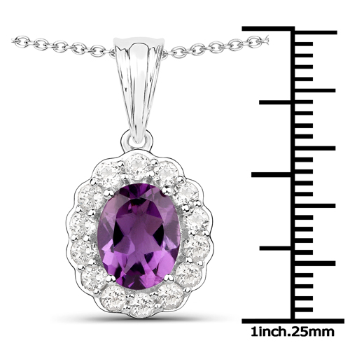 7.44 Carat Genuine Amethyst and White Topaz .925 Sterling Silver 3 Piece Jewelry Set (Ring, Earrings, and Pendant w/ Chain)